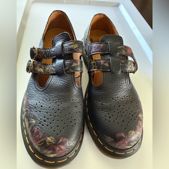 Dr. Martens 8065 Decayed Roses Nappa Mary Jane Women’s Shoes Black Size 8 - Picture 2 of 10